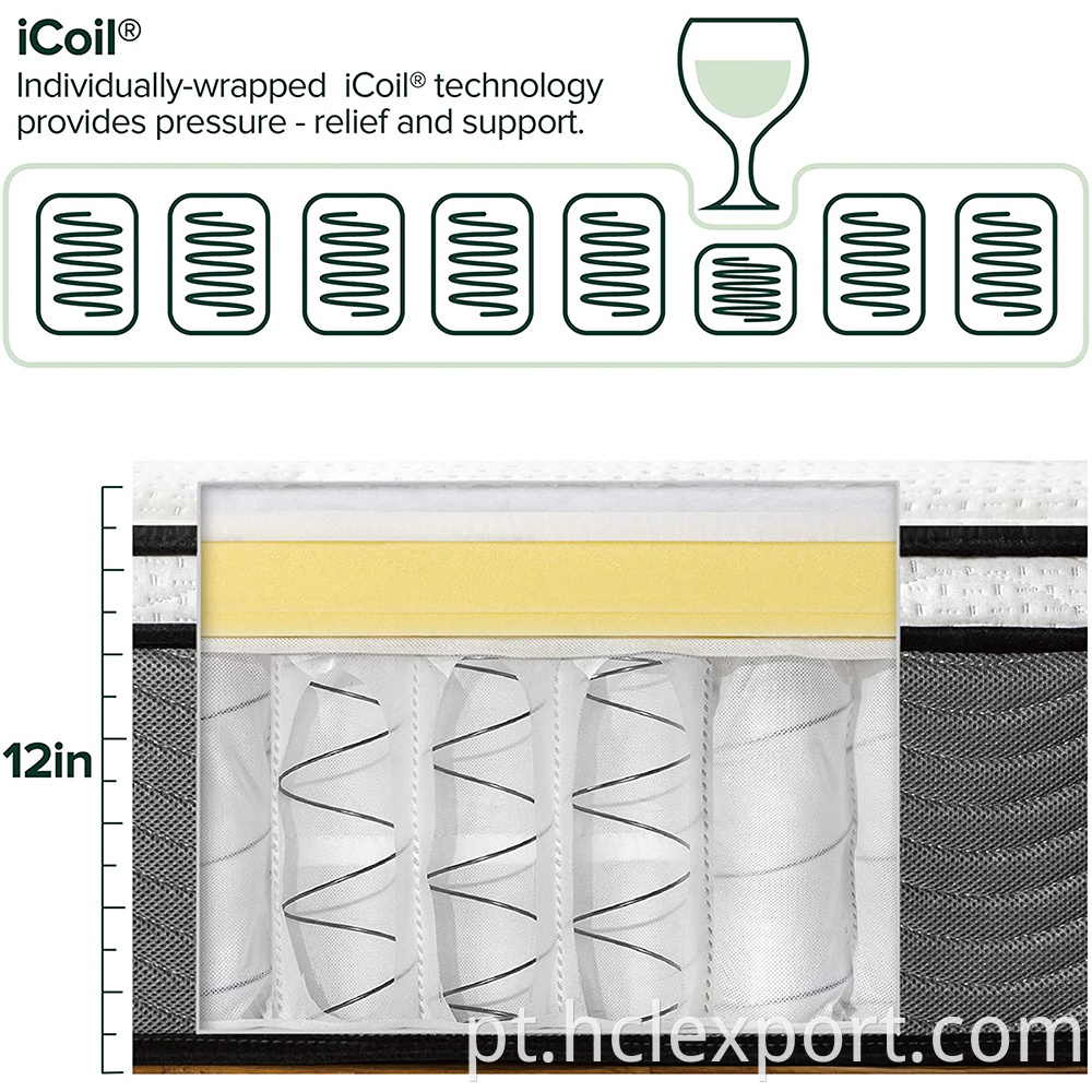 Alta qualidade King Size Queen Spring Mattress Well Sleep Mattressas em uma caixa de memória Gel Gel Gel Natural Latex Mattress